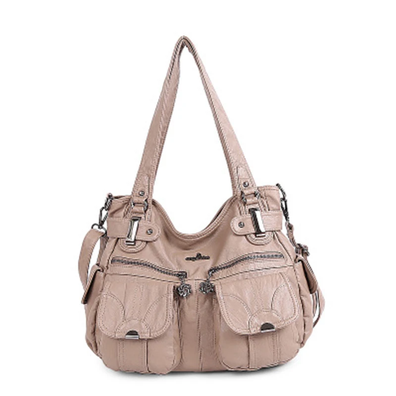 HENGSHENG женская сумка из омытой кожи, ретро сумки с клецками, модная сумка на плечо, креативная Повседневная сумка-мессенджер, женские сумки - Цвет: apricot