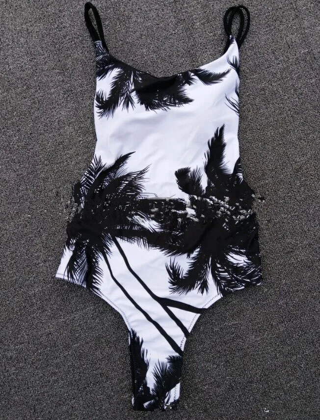 black and white palm tree swimsuit