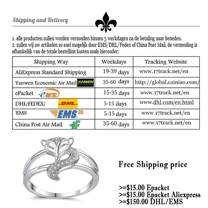 Beiver Fashion New Silver Color Fox Ring for Woman AAA Zircon Cute Animal Jewelry Engagement Wedding Ring Valentine's Day Gifts