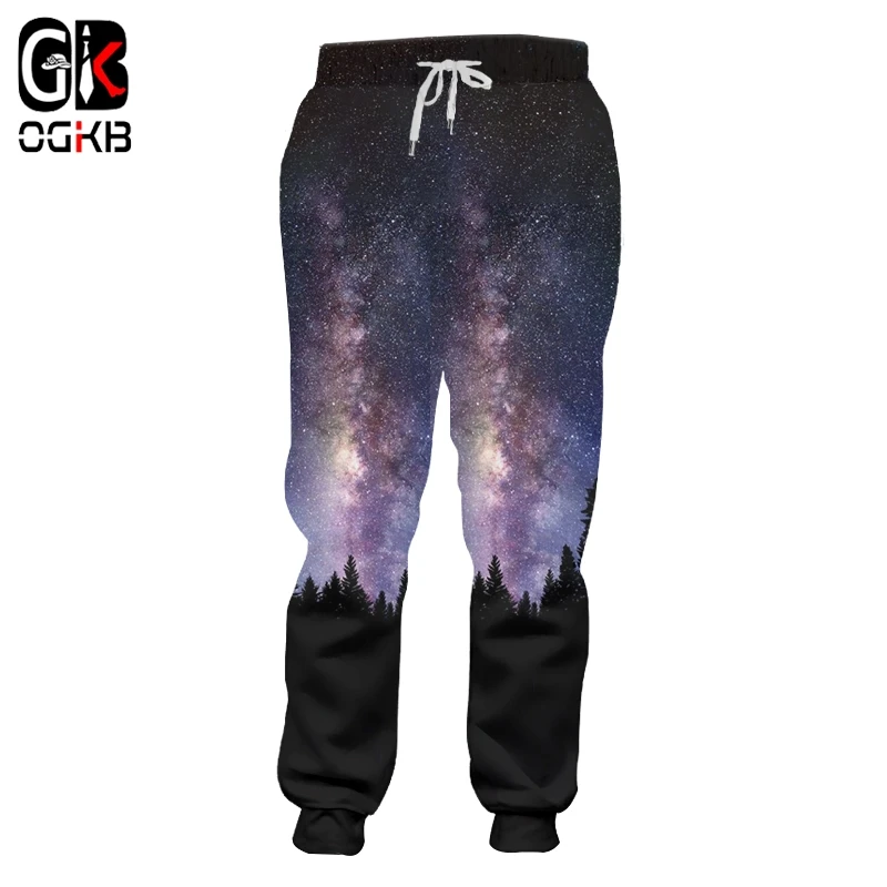 OGKB Man Trousers Hot Elastic Waist Long 3D Casual Pants Printed Starry sky Hip Hop Big Size Clothing Homme Winter Sweatpants | Мужская