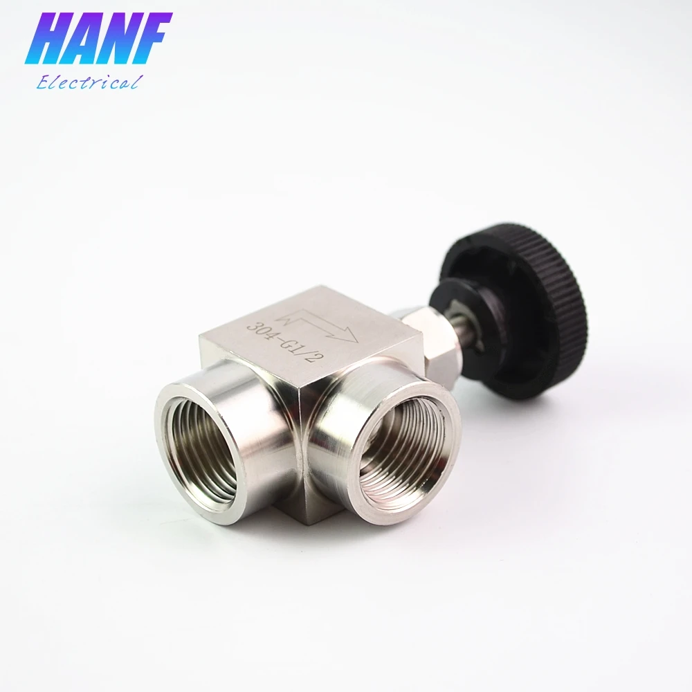 

1pcs BSP 1/2" Female Thread 304 Stainless Steel Needle Valve Right Angle Pattern SS304 Round Handle for water oil steam