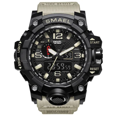 New brand men's digital sports watch men's G waterproof sports watch military watch men's luxury quartz digital watch - Цвет: Khaki