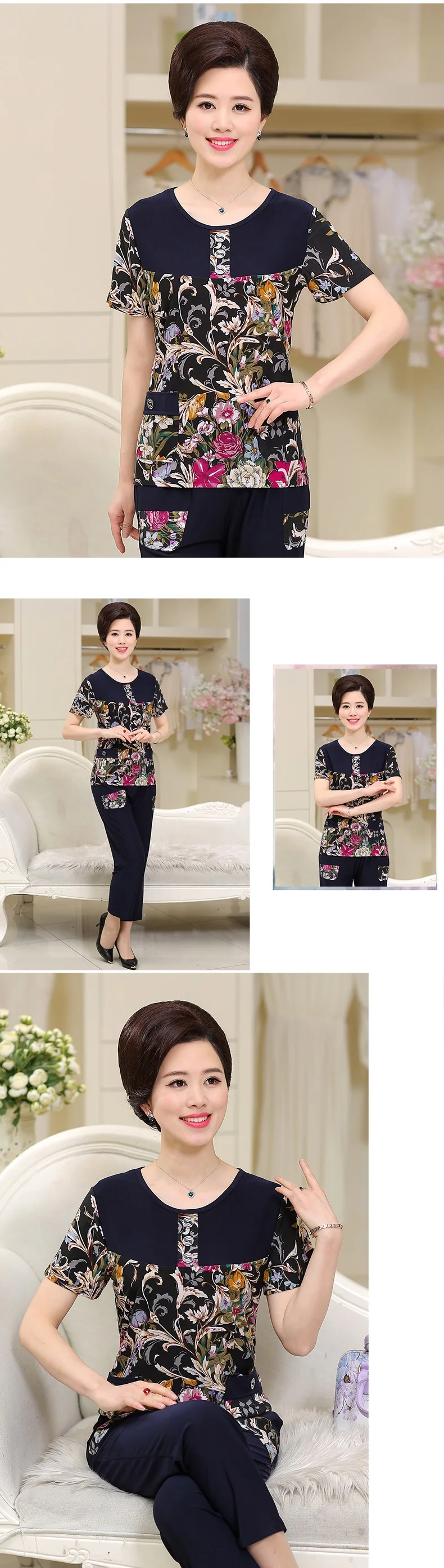 Female clothes NEW 2 piece set women fashion Summer clothes for womens printing pant and top plus size two piece sets K3799