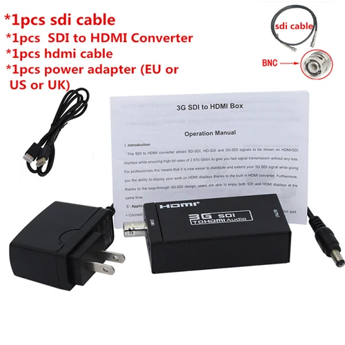 Розничная мини HD 3g SDI в HDMI конвертер адаптер Поддержка HD-SDI/3G-SDI сигналы, показывающие на HDMI дисплей - Цвет: sdi hdmi cable