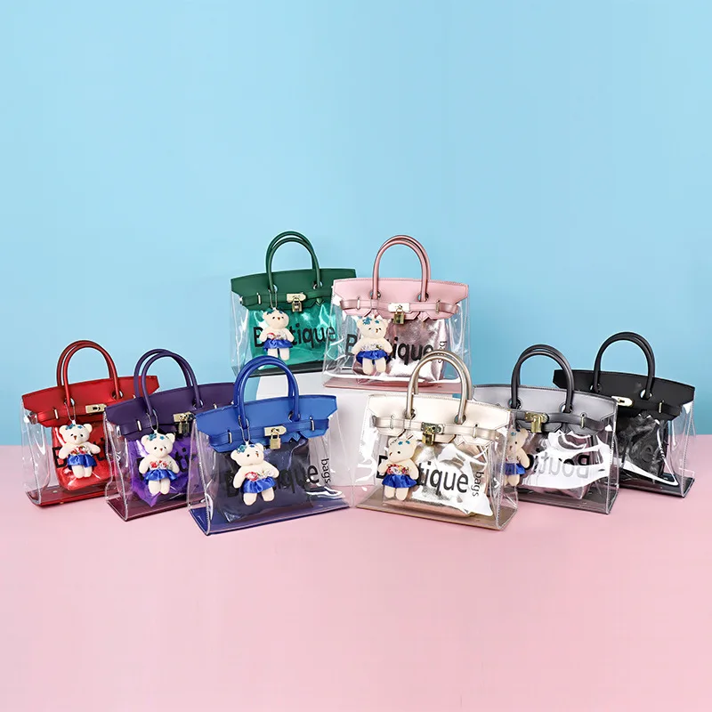 

New fashion Baton mother simple transparent handlebar slant span lady bag