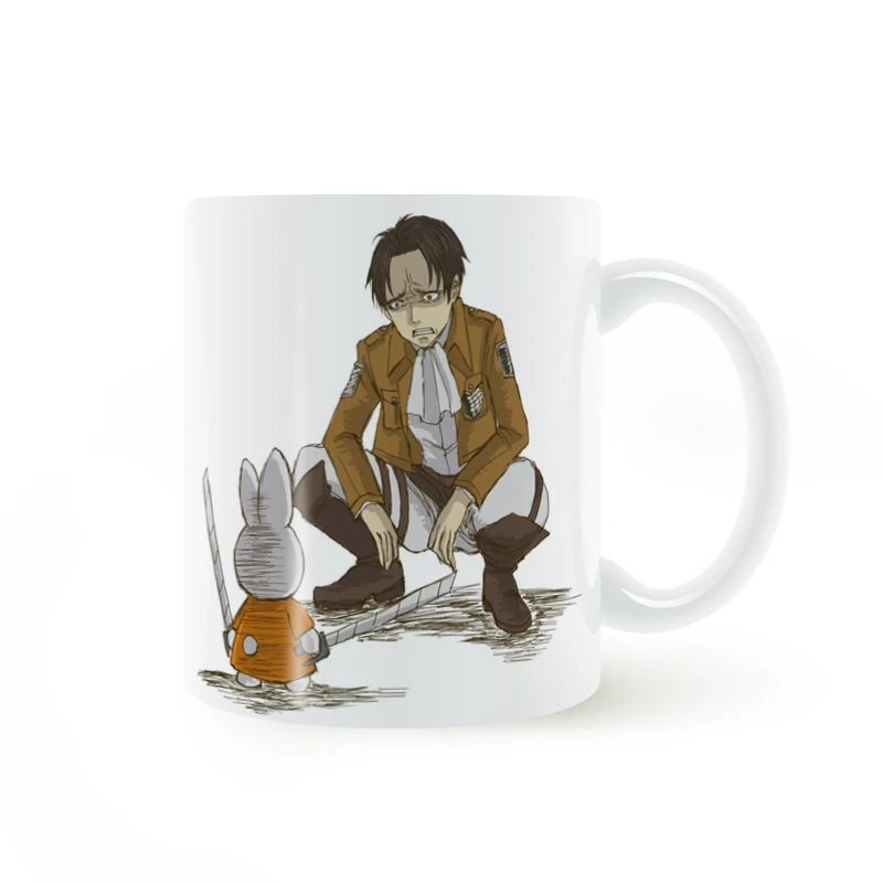 

Attack on Titan Ackerman Rivaille And Rabbit Mug Coffee Milk Ceramic Creative DIY Gifts Home Decor Mugs 11oz T264