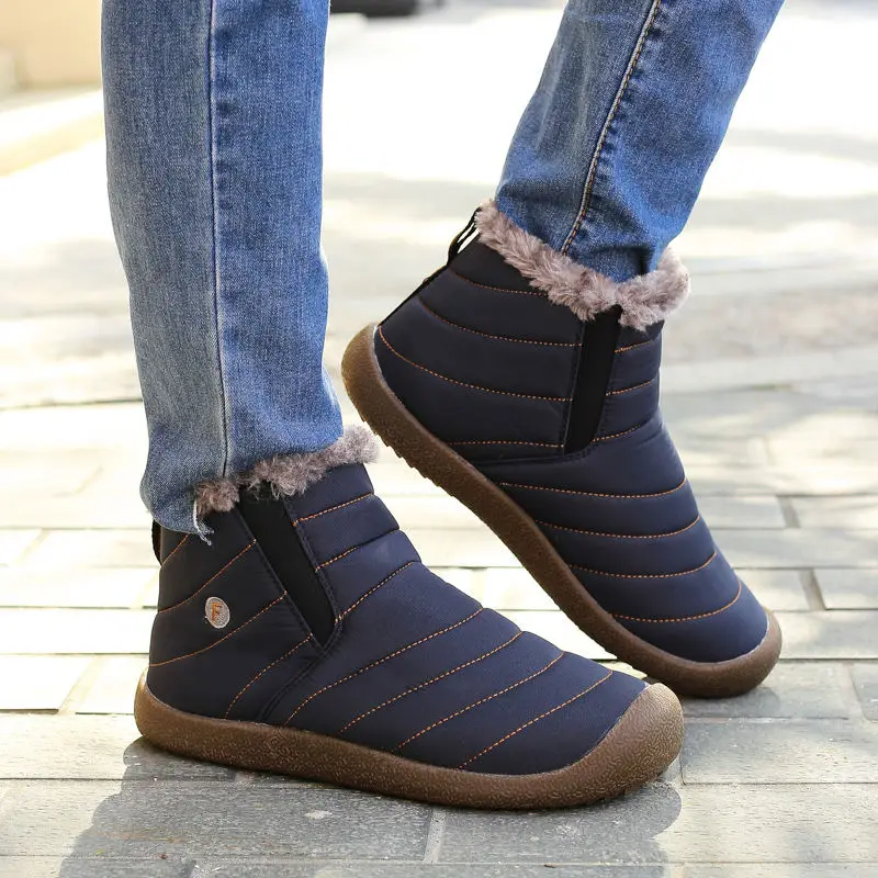 

Super warm winter men's boots for unisex quality snow boots waterproof warm men ankle boots work shoes with fur botas hombre
