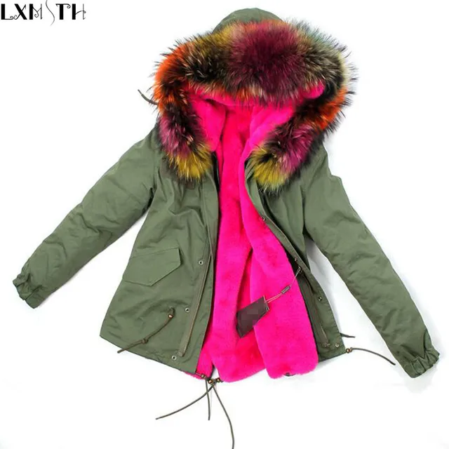 Best price at $159 Cheap 2016 Winter Jacket Women Parkas Plus Size Hooded Coat Army Green Jacket Coats Real Raccoon Fur Collar Thick Warm Parkas Outwear