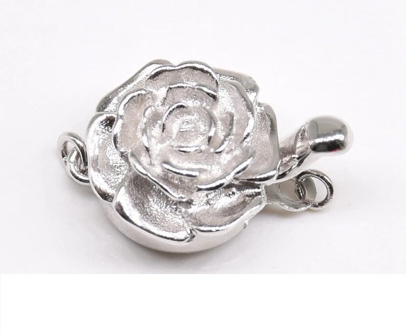 Rose flower box clasps, solid 925 sterling silver findings, pearl clasp, elastic clasp, bracelet clasp, necklace clasp, 12mm