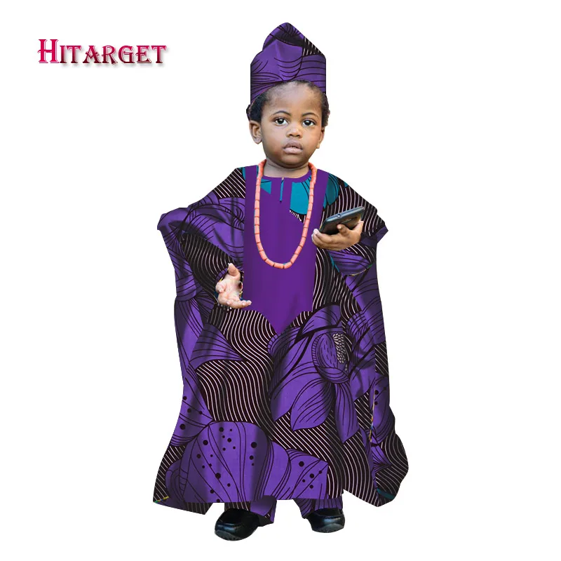 Комплект из традиционного хлопкового топа с длинными рукавами и штанов в африканском стиле с принтом «Роба для мальчика» и «Дашики» на осень со шляпой, комплект одежды для мальчиков с принтом «Африка», WYT137