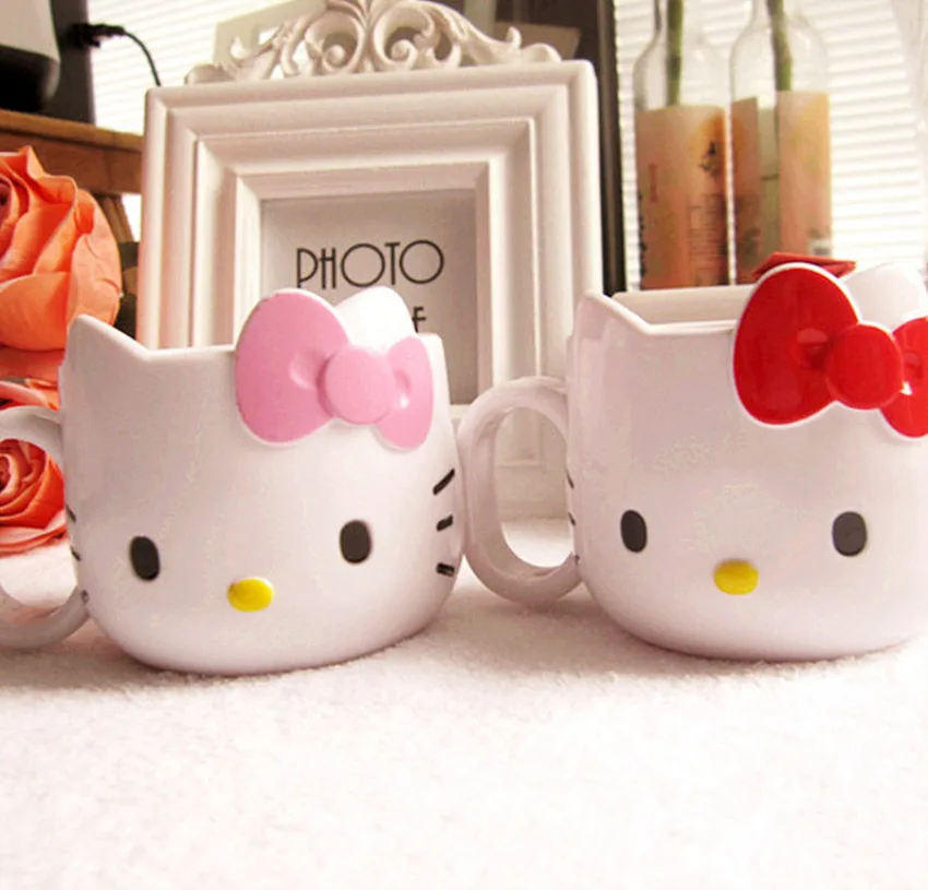 

New Hello Kitty Mug gargle cup milk Cup Tumbler Rinse Cup Handle - melamine 1pc laa-3