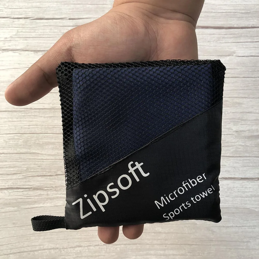 Zipsoft, быстросохнущее полотенце для путешествий, ультралегкое компактное полотенце для плавания, микрофибра, для рук, для спортзала, кемпинга, туризма, антибактериальное - Цвет: Тёмно-синий