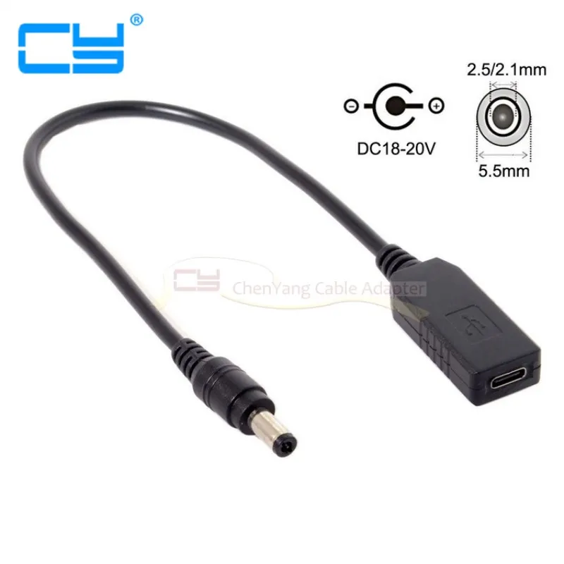 

USB 3.1 Type C USB-C to DC 20V 5.5 2.5mm & 2.1mm Power Plug PD Emulator Trigger Charge Cable for Laptop