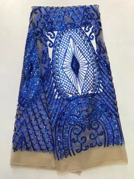 

Free Shipping African Lace Fabric High Quality French Tulle Lace Fabric New Arrival Nigerian Sequins Lace Fabric For Party Dress