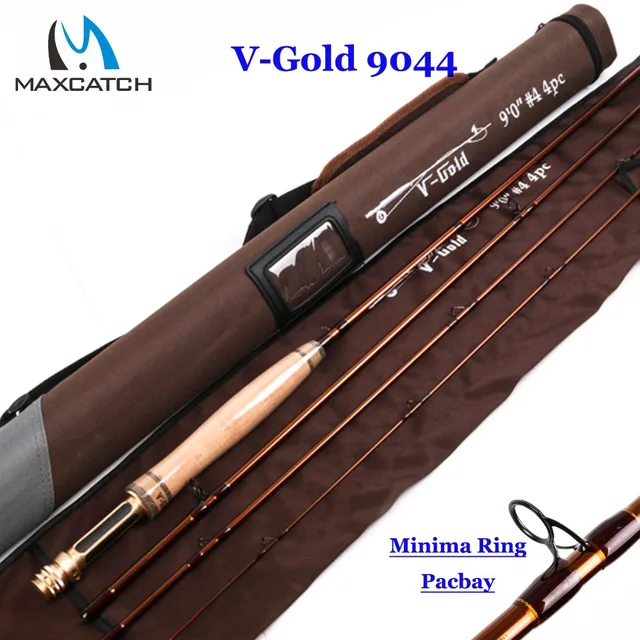 Best price at $109 Cheap Maxcatch New V-Gold 9044 Fly Fishing Rod 40T SK Carbon Fiber 9FT #4 4Pcs Fly Rod With a Triangle Cordura Rod Tube