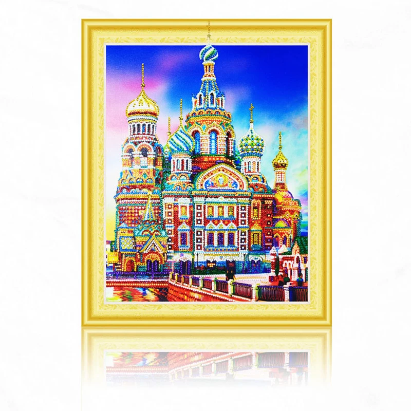 

Drill Shiny 5D Diamond Painting Russia Castle Building Special Shaped Religious Embroidery Religion Cross Stitch Crafts 40x50cm