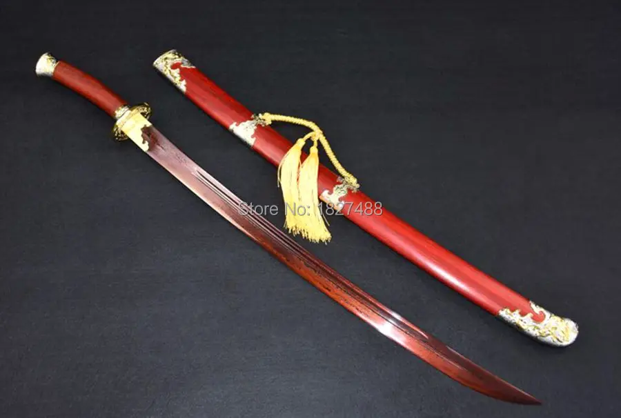 Китайский меч ручной работы Katana Qing Dynasty Battle Dao складные стальные фитинги с красным