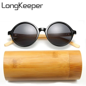 

LongKeeper 2017 New Retro Wood Men Bamboo Sunglasses Women Brand Design Goggles Unisex Sun Glasses With Case 1527
