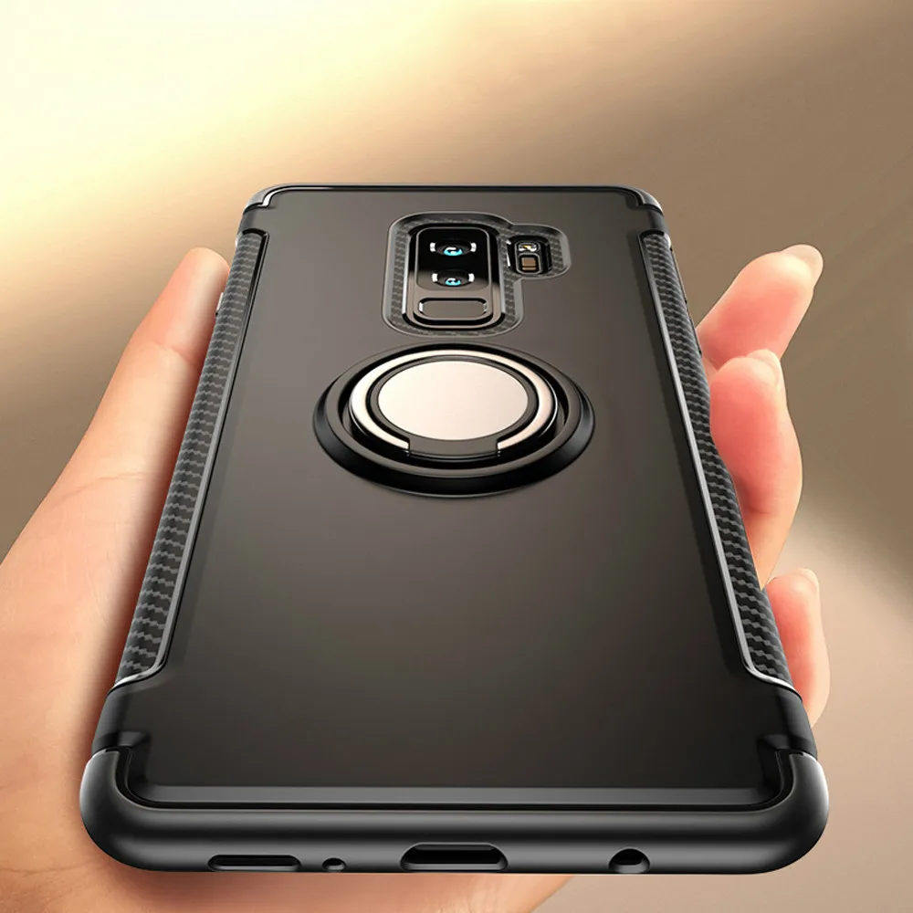 

Magnetic Ring Shockproof hard Shell Phone Case For Samsung S7 S7edge S8 S9 S8Plus invisible Car Bracket For Samsung Note8 9Cover