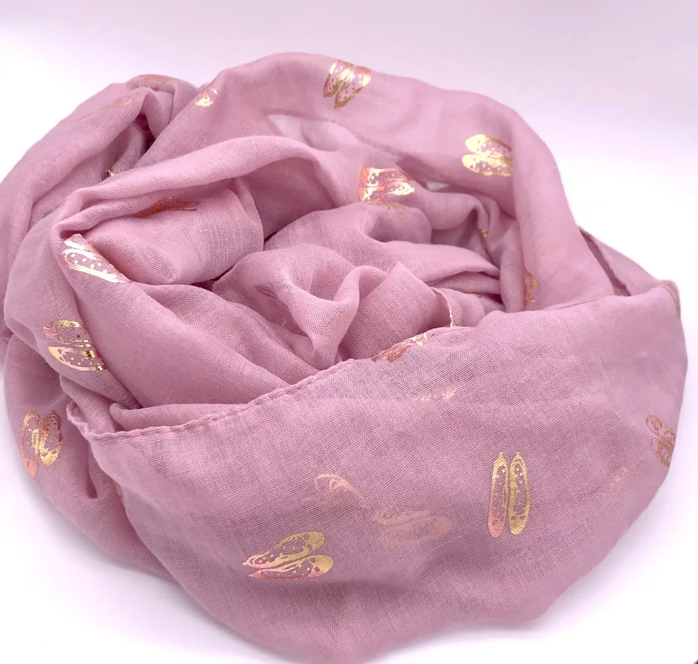 

Pink ballet shoes metallic foil print snood/infinity scarf