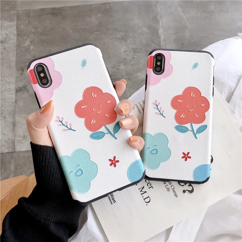 

Anti-knock Soft TPU Phone Cases for Iphone 6/6S Plus X Xr Fresh Flower Patterned Back Cover Case for Iphone Xs Max 7 8 Plus Case