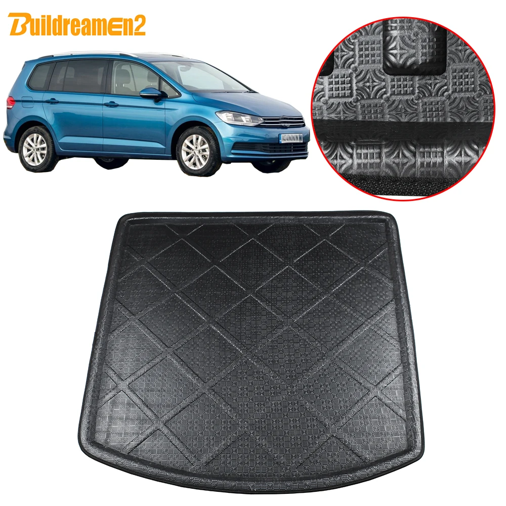 

Buildreamen2 Car Trunk Mat Rear Floor Tray Boot Liner Carpet Cargo Luggage Pad Mud Styling For Volkswagen Touran 2004-2015