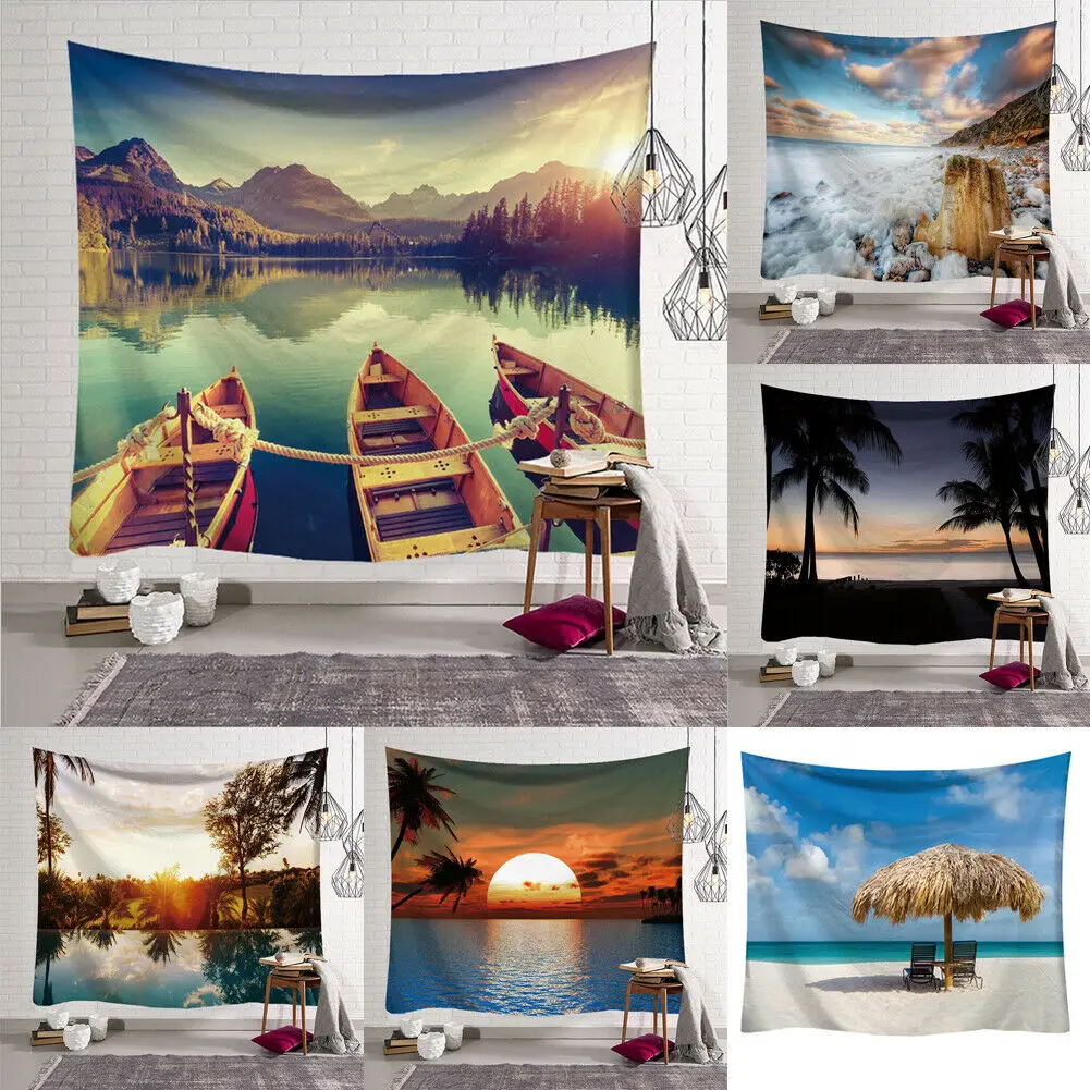 Wall Hanging Tapestries Polyester Seaside Pattern Blanket Indian Mandala Tapestry Bohemian Decorative Carpet Yoga Mats | Дом и сад