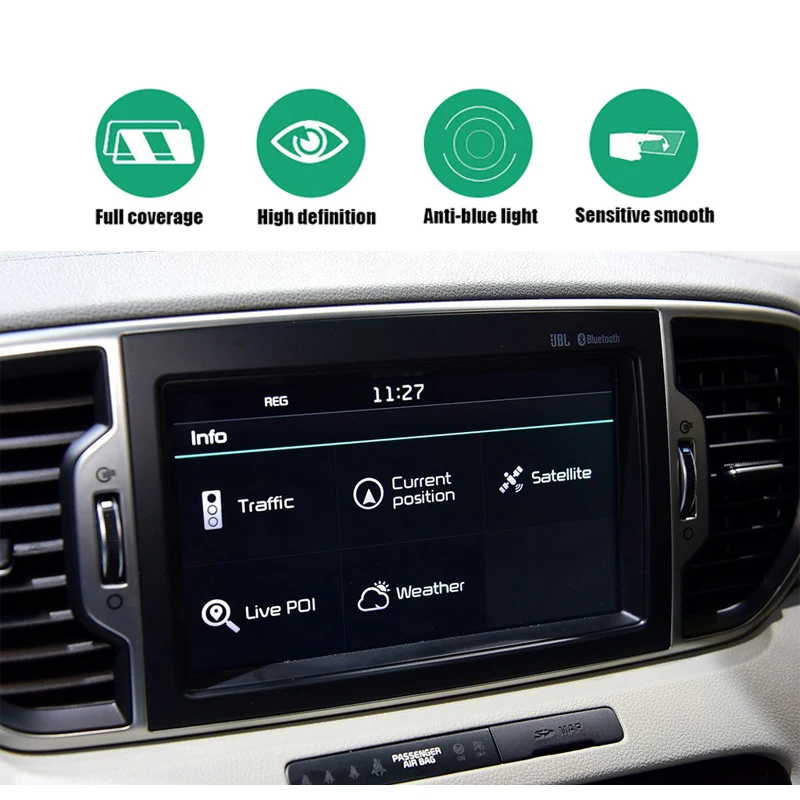 

8 Inch GPS Screen Protective Film For Kia Sportage 2018 2019 Tempered Glass Screen Protector Anti Blue Light Sensitive Smooth