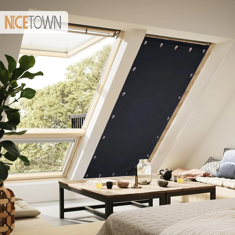 

NICETOWN 1Pc Portable Adjustable Blackout Curtain Blind Shade Drape with Suckers for Bedroom Kitchen Roof Window 129cm by 198cm