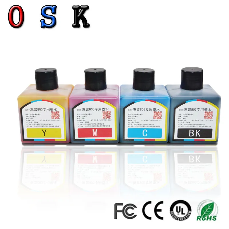 OSK Совместимость 400 мл цветные чернила набор комплектующих для HP803 1111 2131 2132 1112 2621 2622 2623 2628 принтер