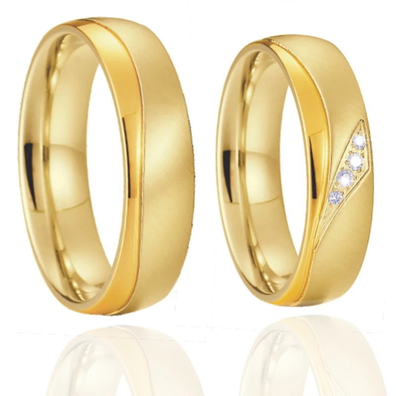 Gold color Promise Alliances Men's Ring Women's Ring fashion jewelry Wedding Band Couple Rings pair set anel anillos bijoux (3)