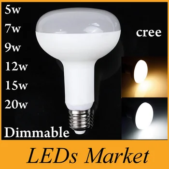 

New CREE SMD5730 R type bulb E27 Mushroom Bulb Dimmable 5w 7w 9w 12w 15w 20w LED spothight energy-saving lamps AC85-265v CE UL