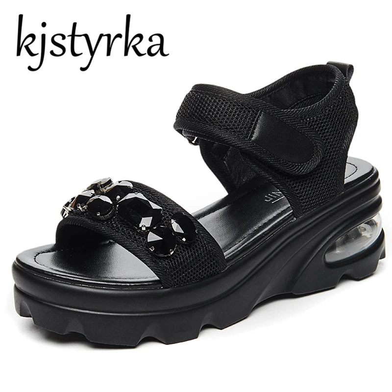 Black Green Diamond Thick Bottom Platform Women Sandals Summer Casual Shoes Student Chunky Sandals sandalias mujer 2019 Black Green Diamond Thick Bottom Platform Women Sandals Summer Casual Shoes Student Chunky Sandals sandalias mujer 2019
