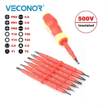 Электрическая отвертка 500 В изолированный двойной боковой материал лезвия высокое качество бытовой набор инструментов с Чехол