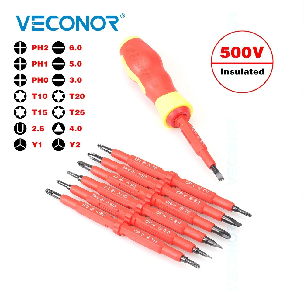 Electrical Screwdriver Bit 500V Insulated Dual Side Blade Material High