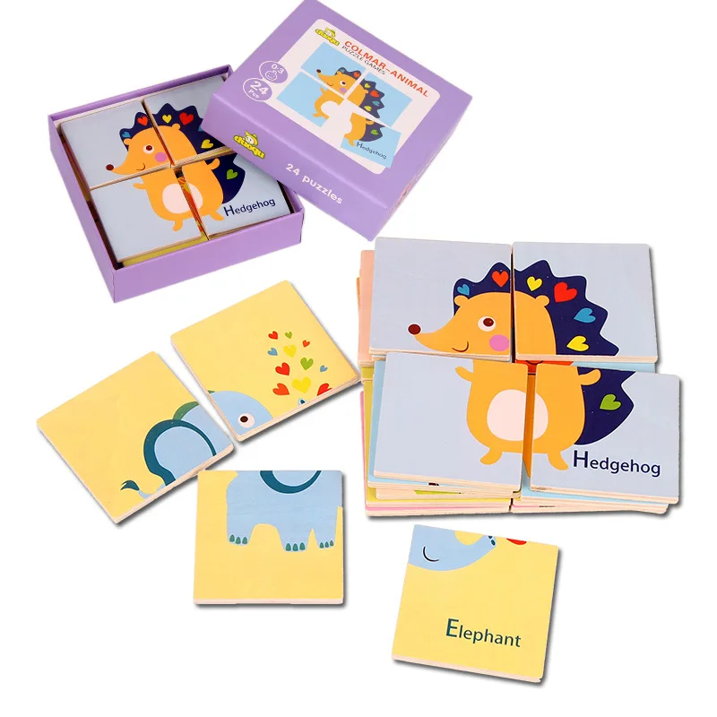 

Children Teach 3D Puzzle Toy Large Pieces Puzzle Learning Cognition 4 Pieces of Wood educational toys for children