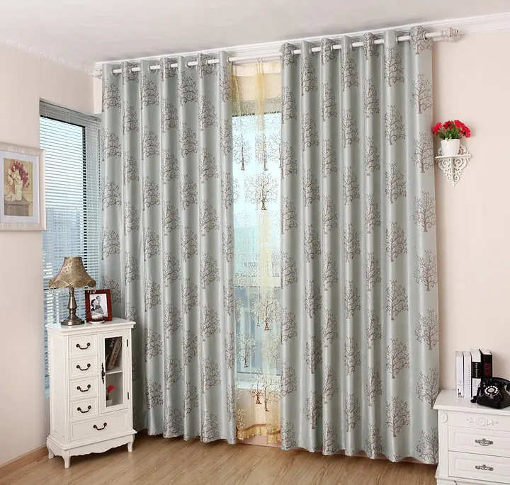 Quality Thick Thermal Curtain Fabric Curtain Sided Printing Trees