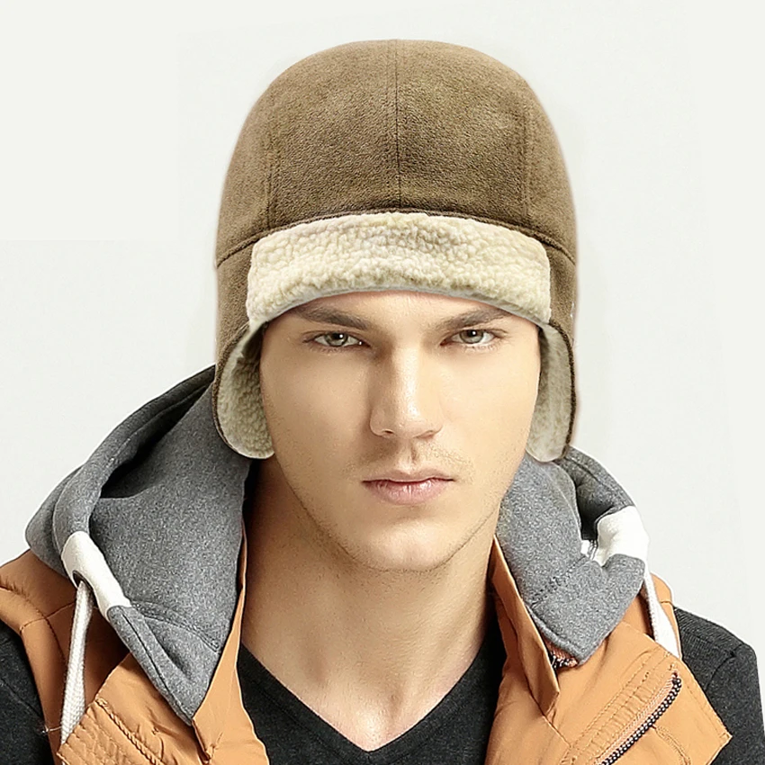 Men Bomber Hat Best Pilot Trooper Aviator Cap Faux Cashmere Hat Russia