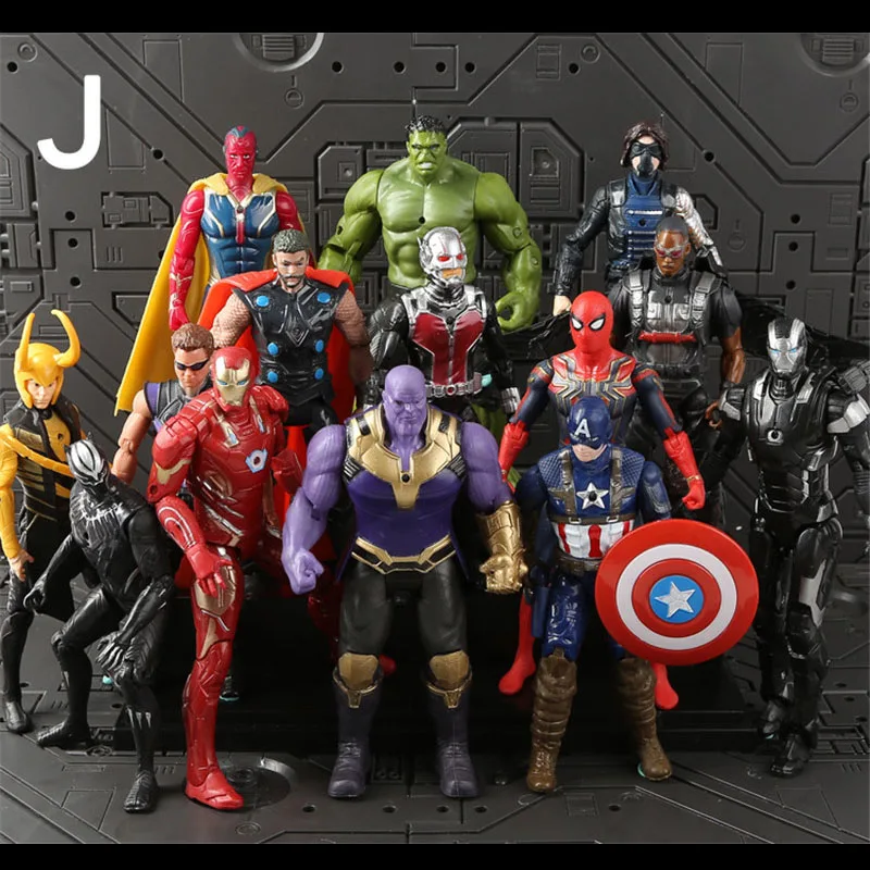 14 шт. Marvel The Avengers 4 Endgame Супер Герои Экшн фигурки Набор муравей-человек Локи Черная пантера танос война машина Железный человек видение