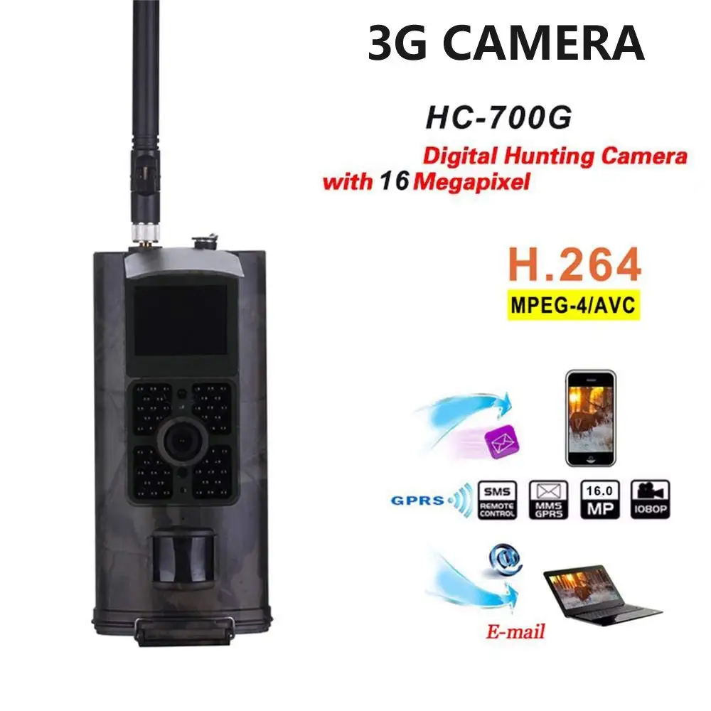 

HC-700G Hunting Trail Camera 3G SMS SMTP 16MP HD 1080P IR Infrared Night Vision Wildlife Game Camera Time Lapse 2.0" Color LCD