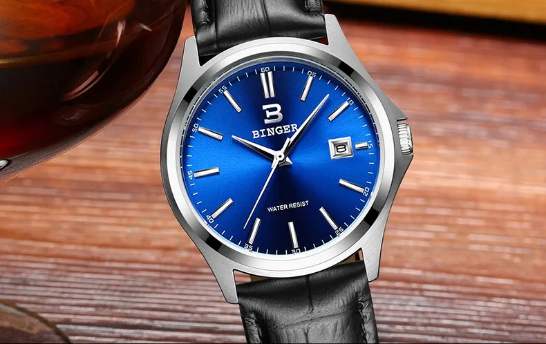 High Quality BINGER Fashion Simple Quartz Watch For Men Brand Casual Leather Wristwatches Relogio Masculino Original Box B-3052M