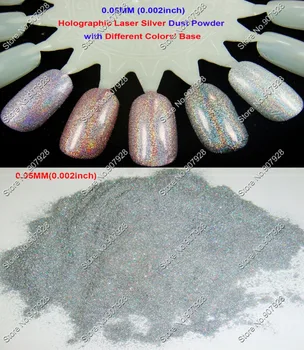 

0.05MM(1/500")002inch Holographic Laser Silver Shining Cosmetic Glitter Dust Powder for Nail Art decoration&Glitter Craft&Tattoo