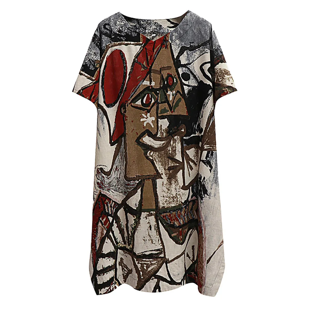 

Womens Casual Tops Tee Shirt Floral Print Loose V-Neck Blouse Fashion Summer Ladies Casual Beach Dress Vestidos De Fiesta