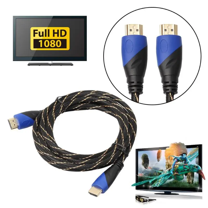 Плетеный кабель HDMI 720 P/1080 P 1 м-15 м для PS3/playstation 3/Xbox 360/HDTV мужской на Мужской HDMI 1,4 V1.4 AV HD 3D кабели