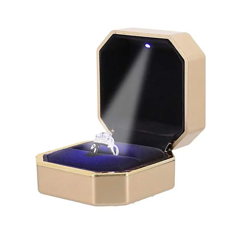 Подарочная упаковка на День святого Валентина для подруги черная светодиодная светодио дный светящаяся серьга Кольцо Подарочная коробка светящаяся коробка для ювелирных изделий