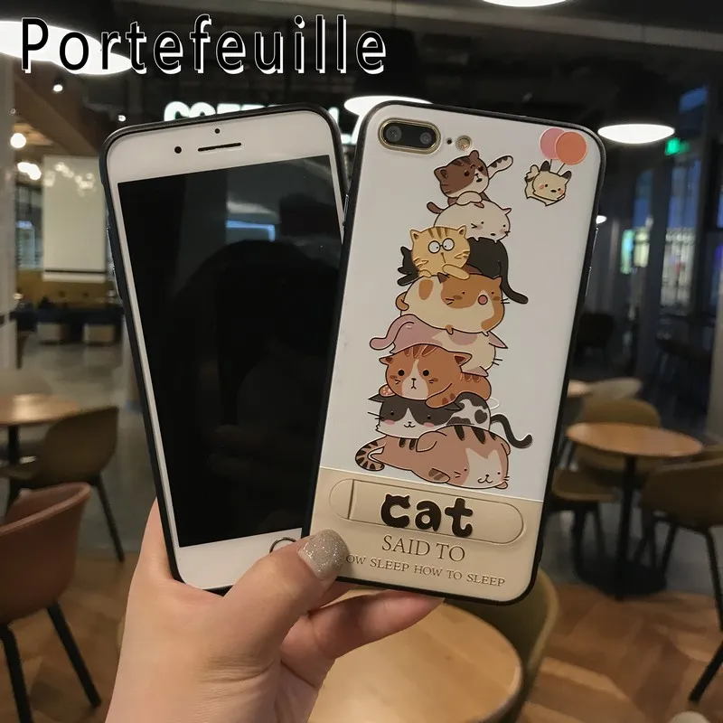 Portefeuille For iPhone 7 Plus Case Cartoon Cute Invisible Kickstand Holder Back Cover For Apple iPhone 6 S 6S 6plus Accessories (1)