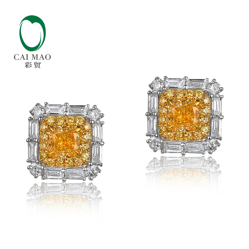 CaiMao 0.9ct бриллиант 14k белое и желтое золото серьги обручальные ювелирные изделия |
