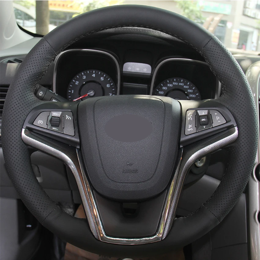 Мягкая ручная прошитая черная крышка рулевого колеса автомобиля из натуральной кожи для Chevrolet Malibu 2011- вольт 2011