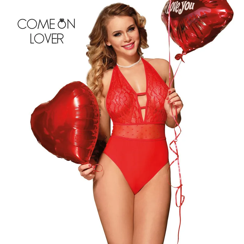 

Comeonlover Women Bodysuit V Neck Backless Skinny Summer Thong Bodysuits Lace Plus Size Floral Rompers Womens Jumpsuit RE80778