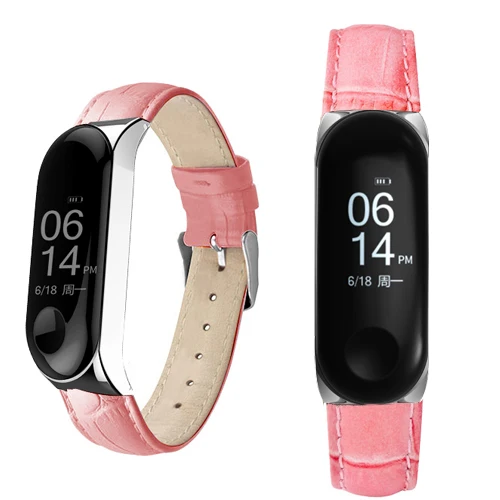 Розовый Яркий кожаный ремень для Xiaomi Mi Band 3 Смарт-браслет аксессуары для Xiaomi Mi Band 3 Смарт-браслет для Xiaomi Mi band 3 - Цвет ремешка: Розовый